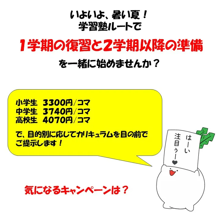 定期テストも受験対策も！学習塾ルートの夏期講習で解決！
