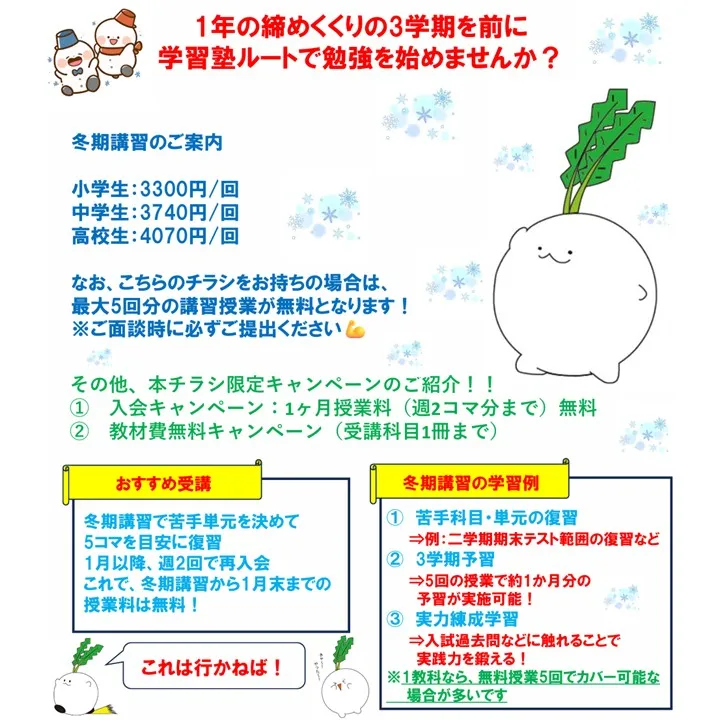 冬期講習は「個別最適化」を実践している学習塾ルートにお任せ！